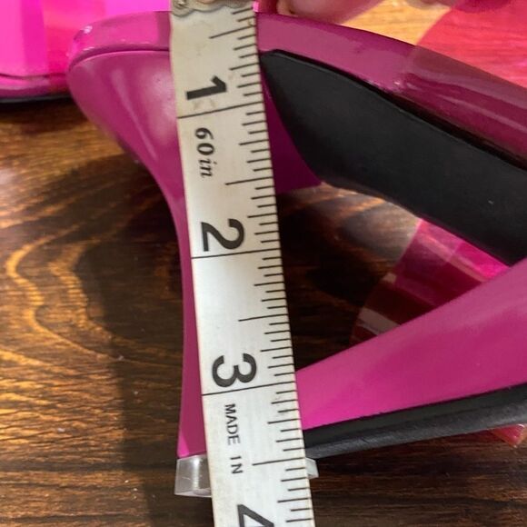 Black Suede Studio ODESSA Fuchsia Fedora Patent Leather Cut Out Wedge Sandals - Picture 11 of 16